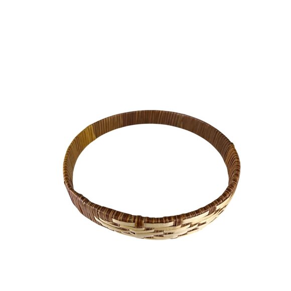 Vintage Woven Bamboo & Rattan Bangle Set For Women Natural Rustic Accents Size O - Picture 3 of 5